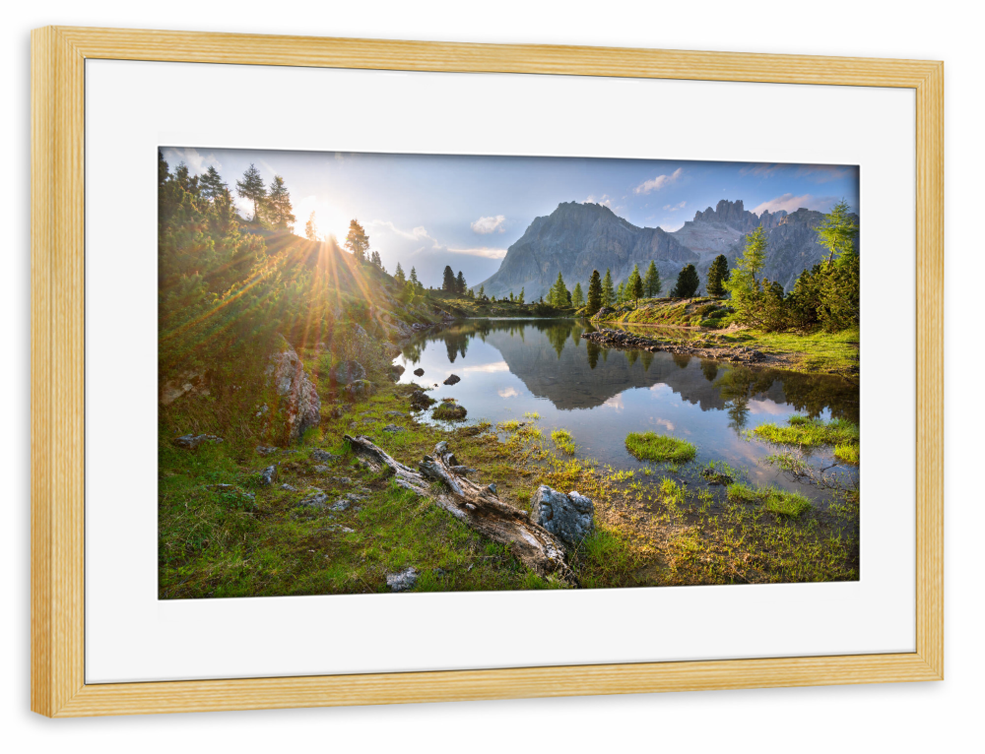 Poster mit Rahmen kiefer "Lago di Limides" artboxONE - Natur
