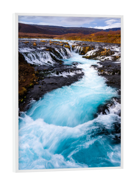 Poster mit weißem Rahmen "Brurarfoss" artboxONE - Natur,Reise / Strand und Meer