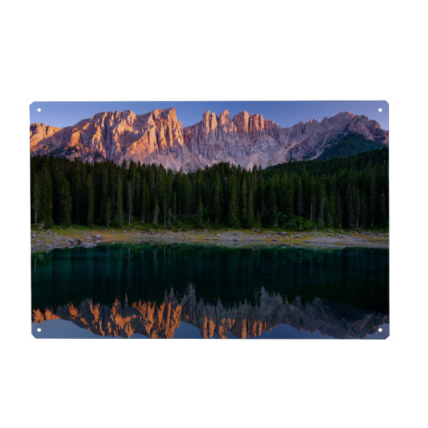 Metall Poster "Karersee sunset" artboxONE - Natur