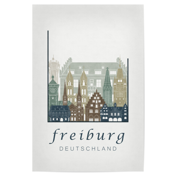 Poster 30x20 cm "Freiburg skyline light blue" artboxONE - Städte,Architektur