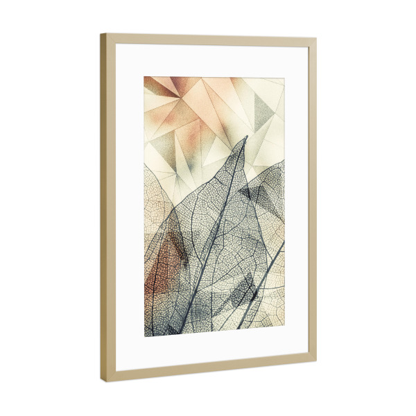 Poster mit Rahmen Gold "Geometric leaves" artboxONE - Natur,Floral,Geometrie