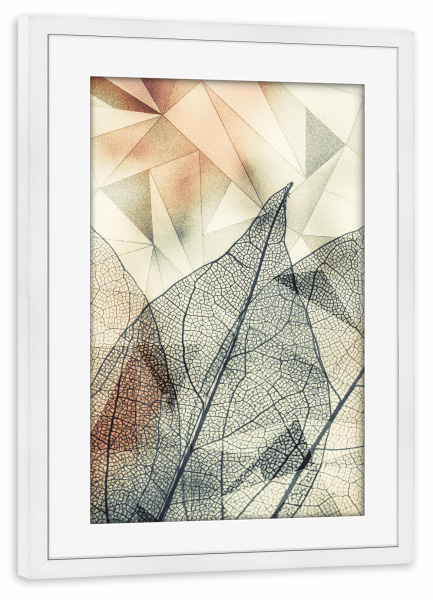 Poster mit Rahmen weiß "Geometric leaves" artboxONE - Natur,Floral,Geometrie