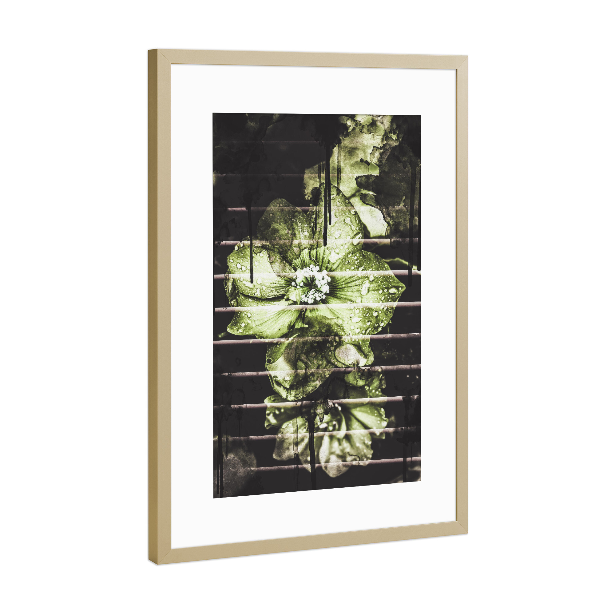 Poster mit Rahmen Gold "Flowers in the light" artboxONE - Natur,Floral,Geometrie