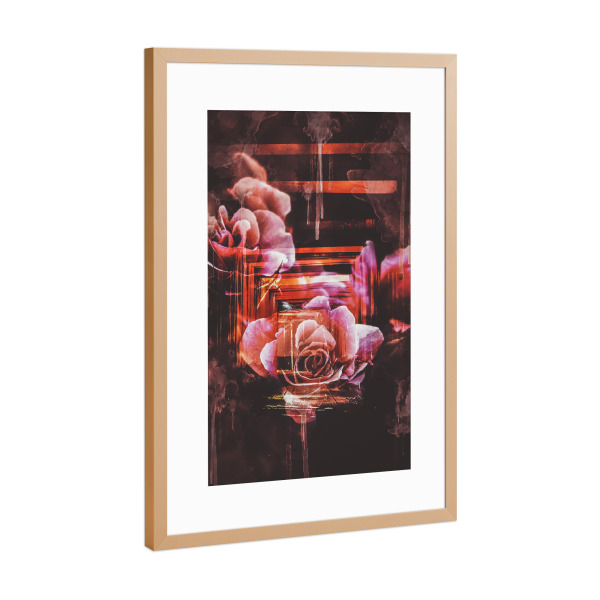 Poster mit Rahmen Kupfer "Geometric Floral" artboxONE - Floral,Abstrakt,Geometrie
