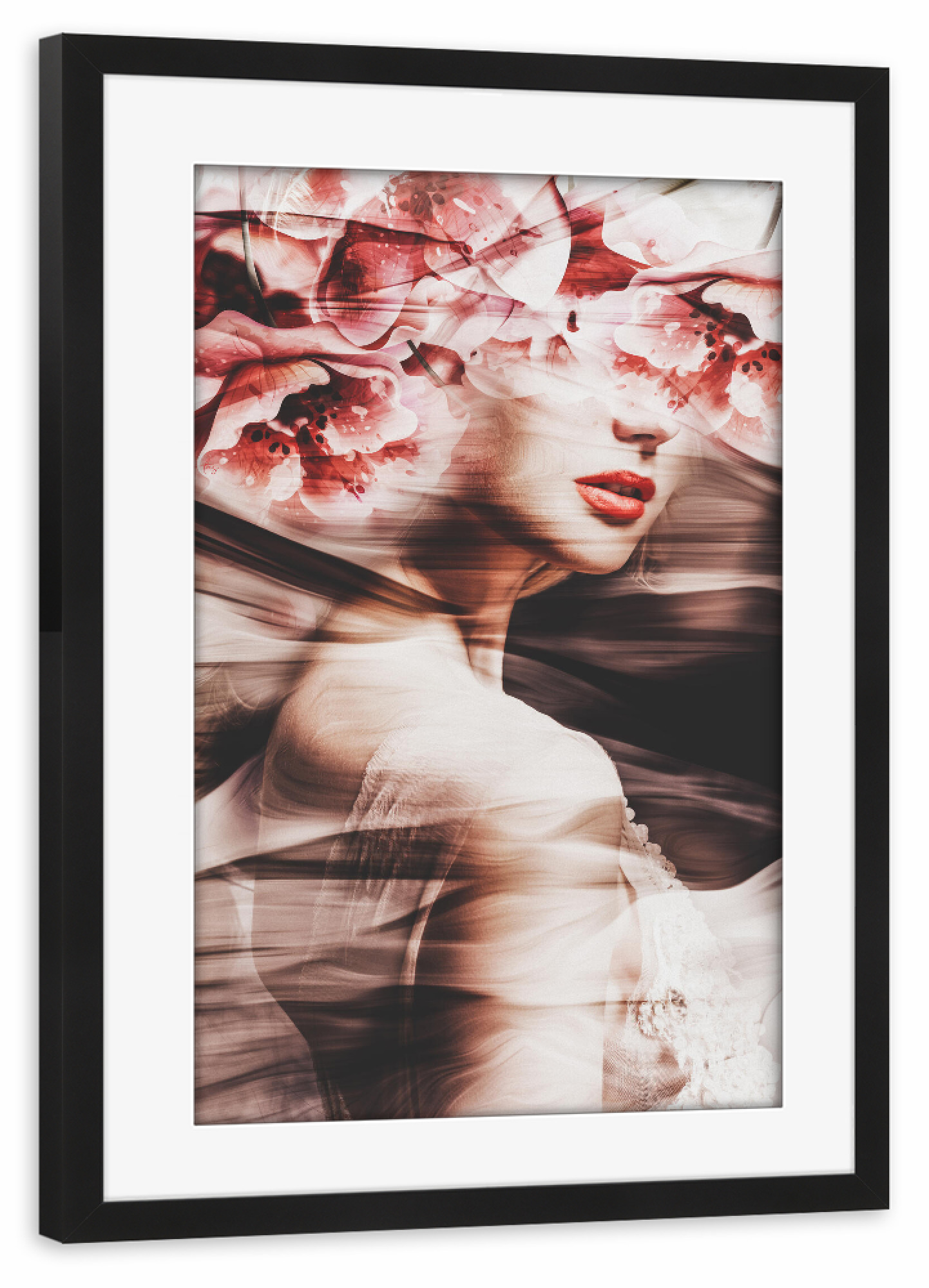 Poster mit Rahmen schwarz "Flowery Look" artboxONE - Natur,Floral,Menschen