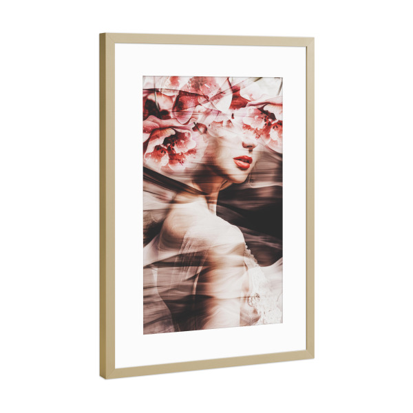Poster mit Rahmen Gold "Flowery Look" artboxONE - Natur,Floral,Menschen