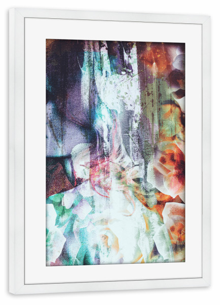 Poster mit Rahmen weiß "I have flowers" artboxONE - Abstrakt,Menschen,Streetart