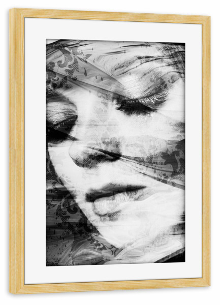 Poster mit Rahmen kiefer "Girl in black and white" artboxONE - Abstrakt,Menschen,Schwarzweiß