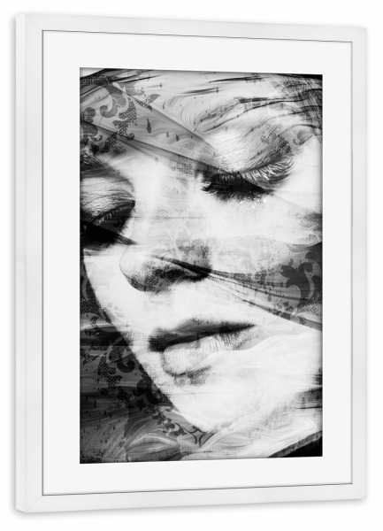 Poster mit Rahmen weiß "Girl in black and white" artboxONE - Abstrakt,Menschen,Schwarzweiß