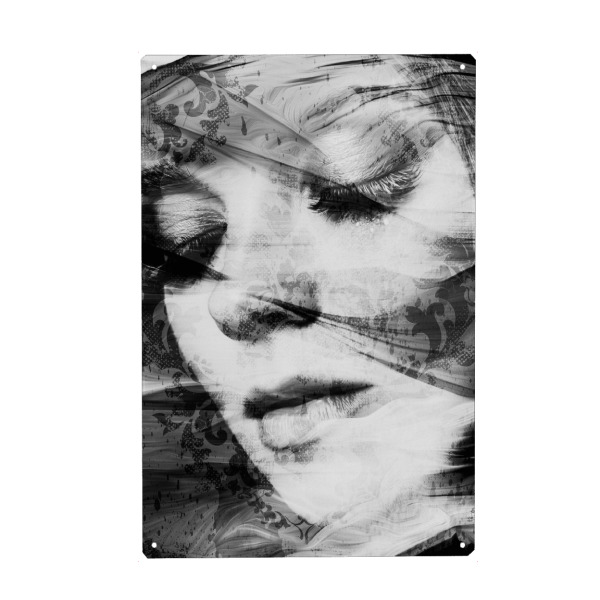 Metall Poster "Girl in black and white" artboxONE - Abstrakt,Menschen,Schwarzweiß