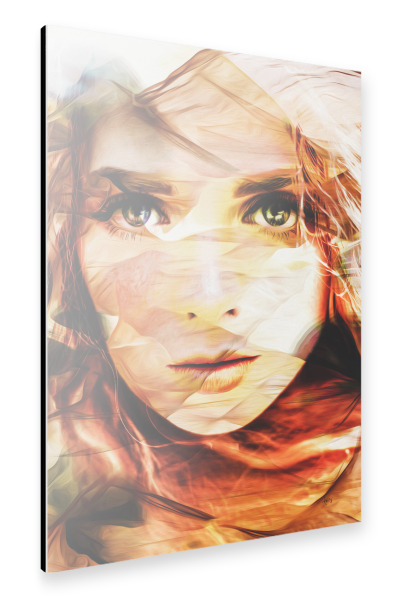 Alu-Dibond "Girl in an abstract illusion" 30x20 cm artboxONE