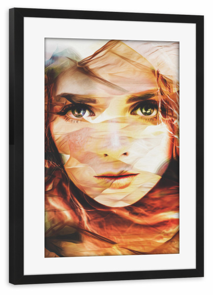 Poster mit Rahmen schwarz "Girl in an abstract illusion" artboxONE - Abstrakt,Menschen