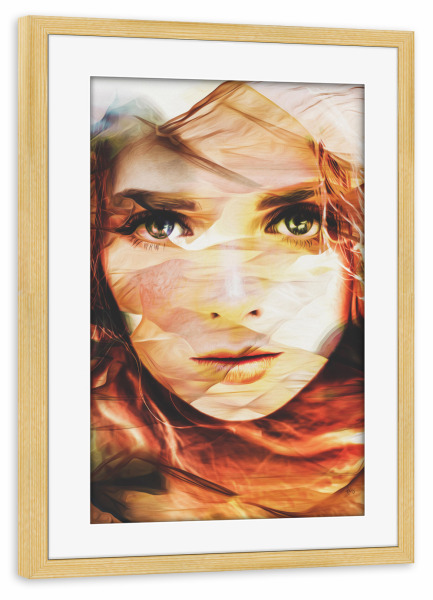 Poster mit Rahmen kiefer "Girl in an abstract illusion" artboxONE - Abstrakt,Menschen