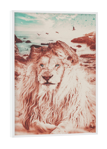 Poster mit weißem Rahmen "Lion Portrait by Tas" artboxONE - Natur,Tiere