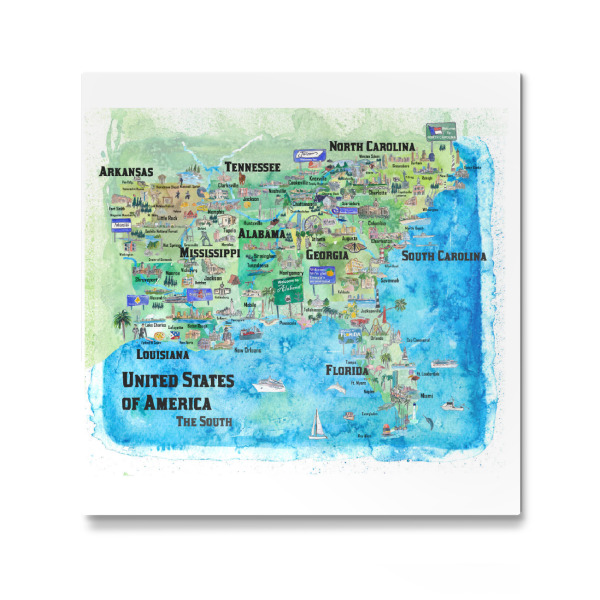 Galerie-Print "USA Southern States Map" 30x30 cm artboxONE