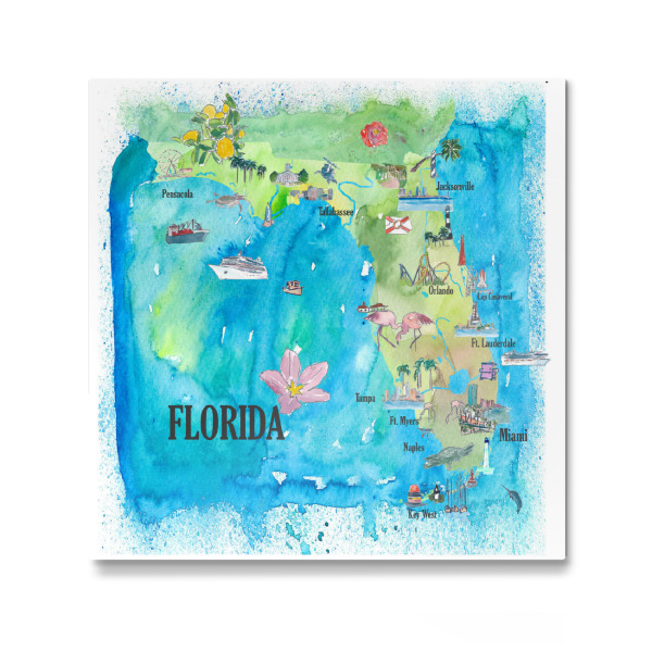 Galerie-Print "Florida Travel Map" 30x30 cm artboxONE