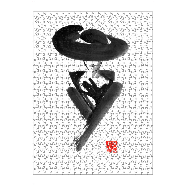 Puzzle Ravensburger "Fashion big hat" artboxONE - Menschen,Schwarzweiß,Fashion - Fashion,Hat,Woman,Sumie,Japan,Frau,Hut,Mode,Beauty,Schönheit,Elegant