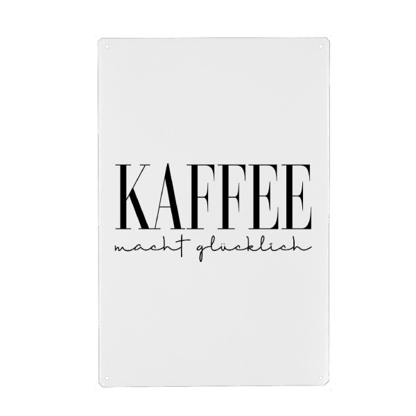 Holzbild "Kaffee macht glücklich" artboxONE - Typografie,Essen & Trinken,Schwarzweiß