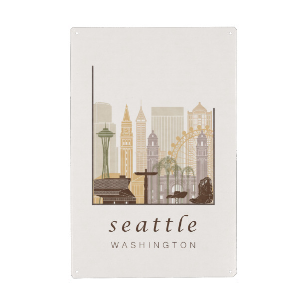 Holzbild "Seattle skyline rustic" artboxONE - Städte,Architektur