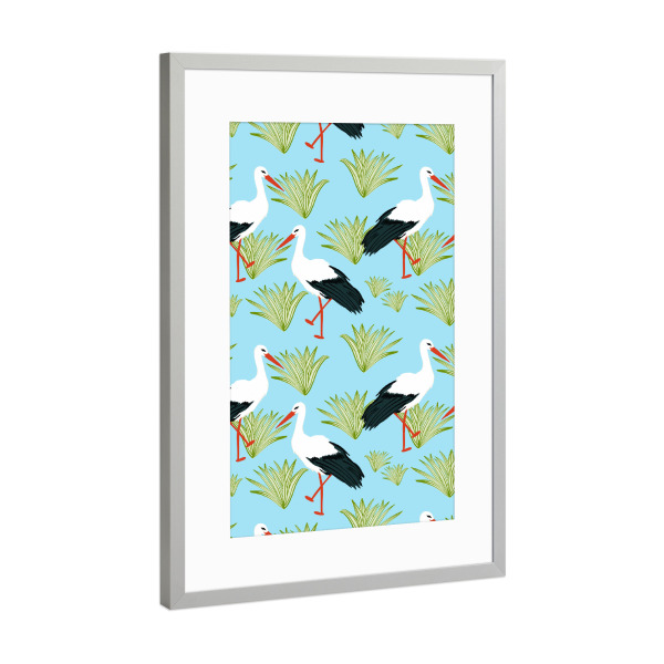 Poster mit Rahmen Silber "Storks" artboxONE - Natur,Tiere