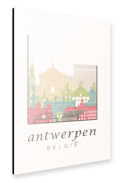 Alu-Dibond "Antwerp skyline pastel" 30x20 cm artboxONE
