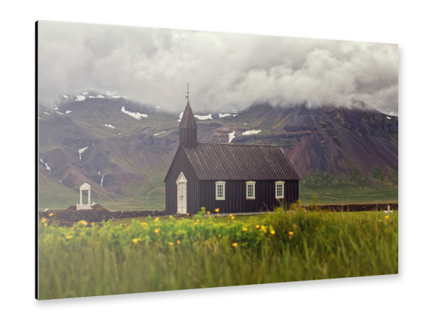 Alu-Dibond "Kirche in Island" 30x20 cm artboxONE