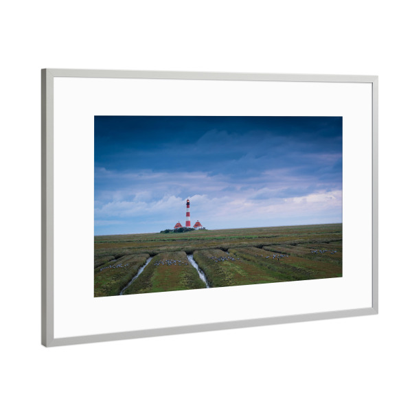 Poster mit Rahmen Silber "Nordsee Leuchtturm" artboxONE - Natur,Reise