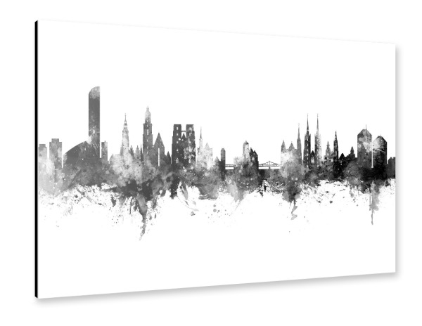 Alu-Dibond "Wroclaw Poland Skyline Black" 30x20 cm artboxONE