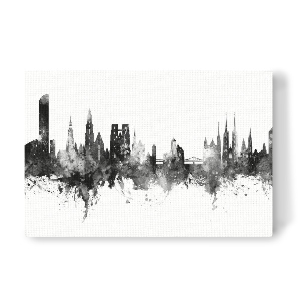 Leinwandbild "Wroclaw Poland Skyline Black" artboxONE - Städte,Schwarzweiß