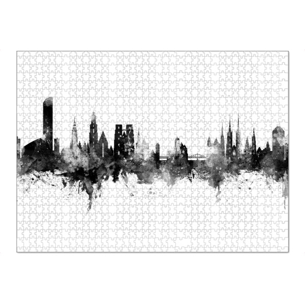 Puzzle Ravensburger "Wroclaw Poland Skyline Black" artboxONE - Städte,Schwarzweiß