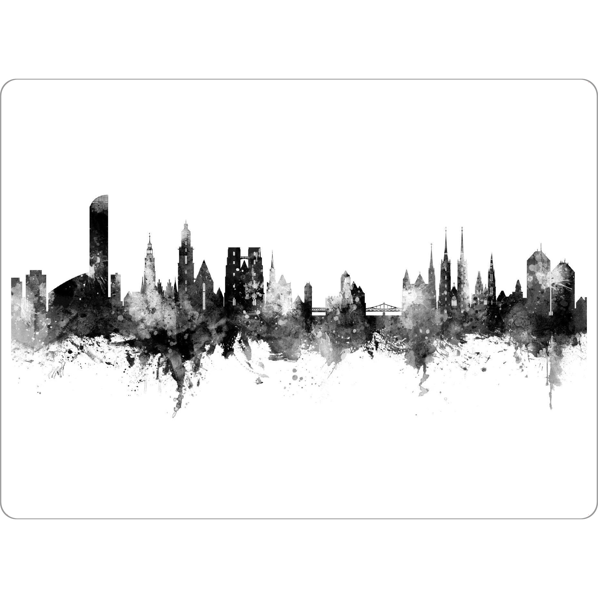 Tischset "Wroclaw Poland Skyline Black" artboxONE - Städte,Schwarzweiß