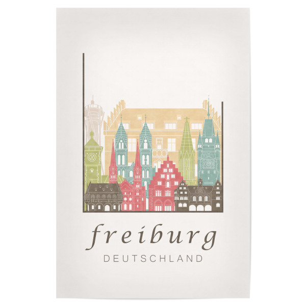 Poster "Freiburg skyline pastel" artboxONE - Städte,Architektur