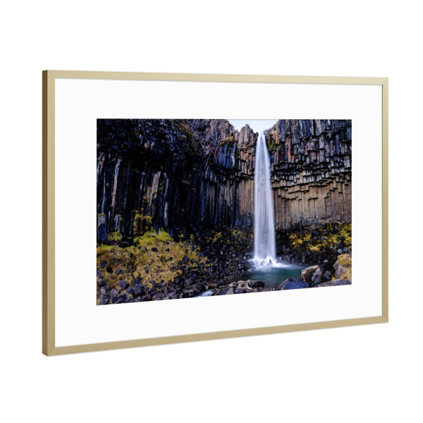 Poster mit Rahmen Gold "Svartifoss" artboxONE - Natur