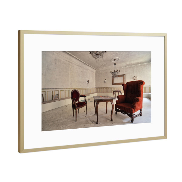 Poster mit Rahmen Gold "Red Chairs" artboxONE - Architektur