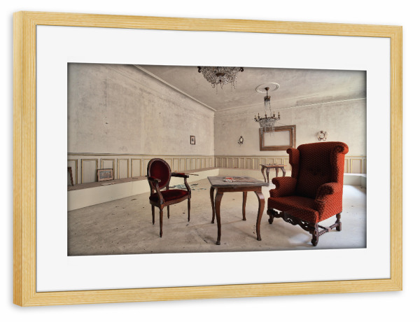 Poster mit Rahmen kiefer "Red Chairs" artboxONE - Architektur