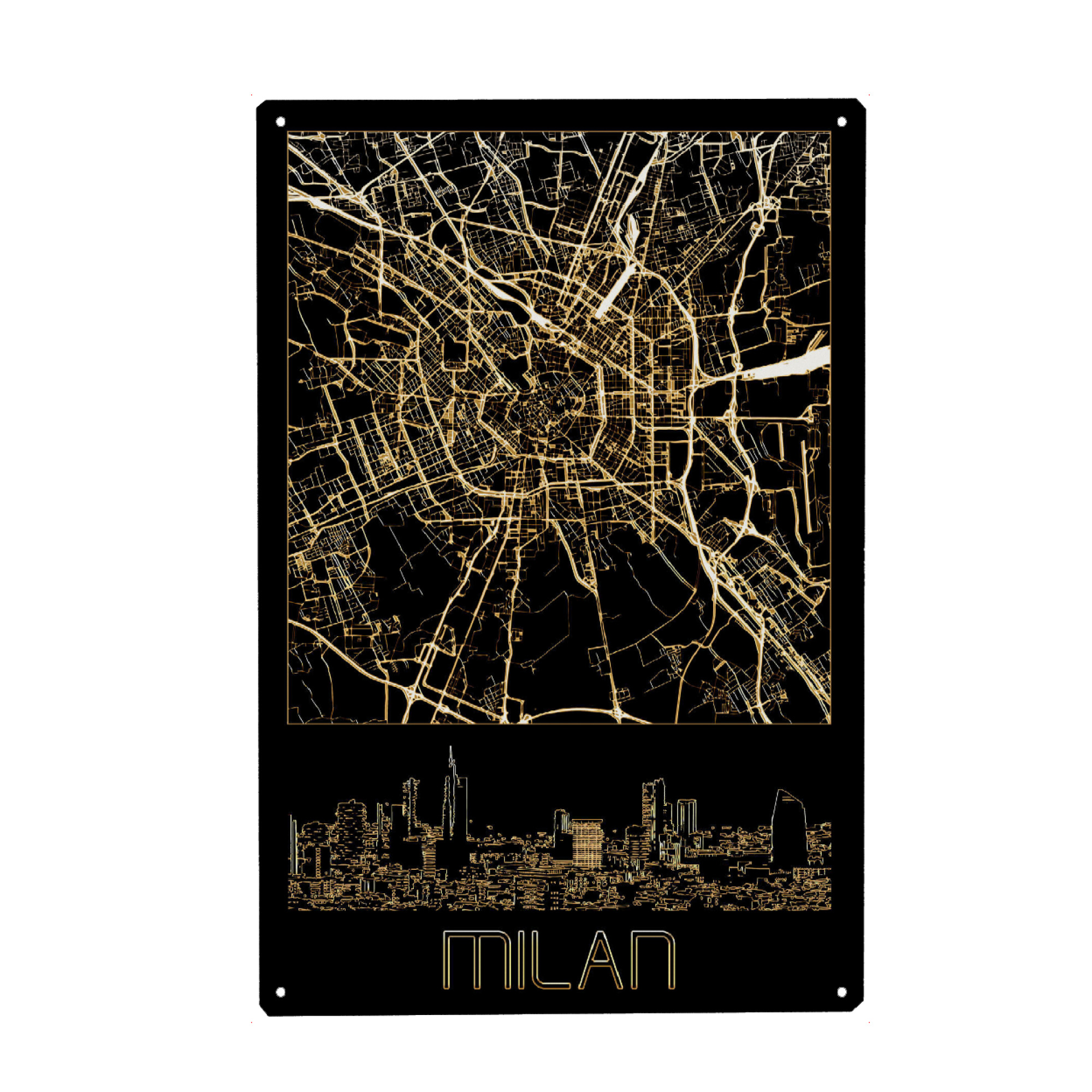 Metall Poster "Mailand in Gold" artboxONE - Städte,Städte / Mailand