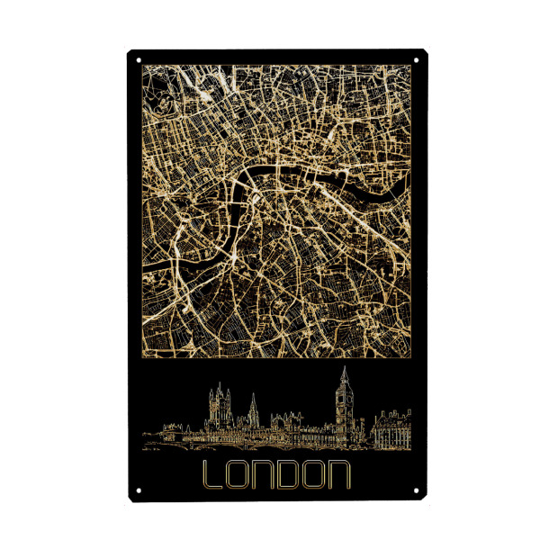 Holzbild "London in Gold" artboxONE - Städte,Städte / London