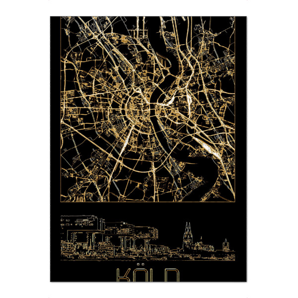 Puzzle Ravensburger "Köln in Gold I" artboxONE - Städte,Städte / Köln,Kartografie