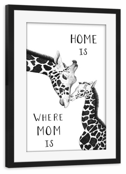 Poster mit Rahmen schwarz "Mother's love" artboxONE - Typografie,Natur,Tiere,Schwarzweiß,Liebe,Für Mama