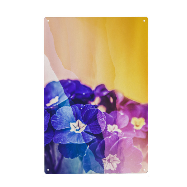 Holzbild "Spring blooming" artboxONE - Natur,Floral - Gelb,Floral,Flowers,Blumen,Sunlight,Light,Licht,Nature,Natur,Bloom,Blooming,Yellow,Spring,Purple