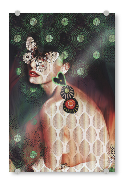 Acrylglasbild "The girl and the butterfly" artboxONE - Natur,Floral,Tiere,Menschen