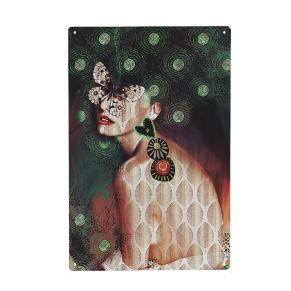 Holzbild "The girl and the butterfly" artboxONE - Natur,Floral,Tiere,Menschen
