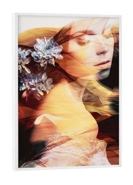 Poster mit weißem Rahmen "Dancing girl with flowers" artboxONE - Floral,Abstrakt,Menschen