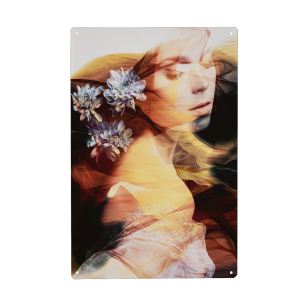 Holzbild "Dancing girl with flowers" artboxONE - Floral,Abstrakt,Menschen