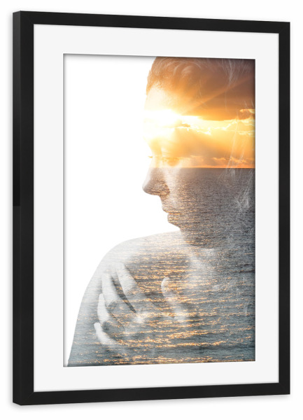 Poster mit Rahmen schwarz "Light Girl" artboxONE - Menschen