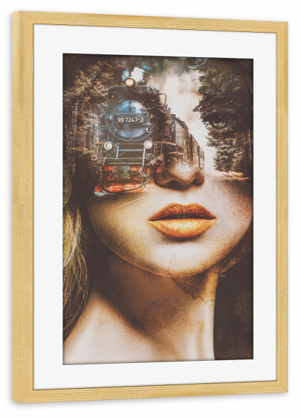 Poster mit Rahmen kiefer "Girl on the road" artboxONE - Reise,Abstrakt,Menschen