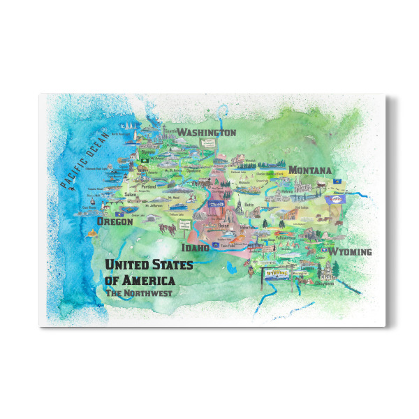Galerie-Print "USA Northwest Illustrated Map" 30x20 cm artboxONE