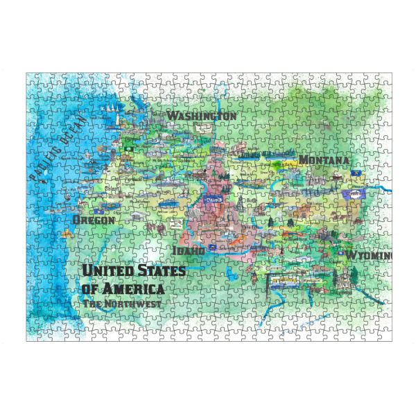 artboxONE Puzzle "USA Northwest Illustrated Map" artboxONE - Reise,Kartografie