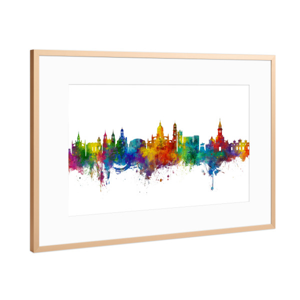 Poster mit Rahmen Kupfer "Jerez Spain Skyline" artboxONE - Städte