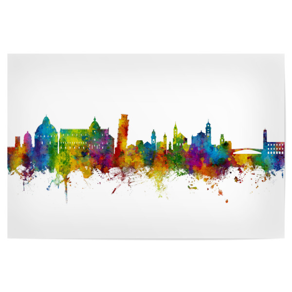 Poster "Pisa Italy Skyline" artboxONE - Städte - Pisa,Italy,Skyline,Cityscape,Stadtbild,Watercolor,City,Stadt,Italien,Colorful,Bunt